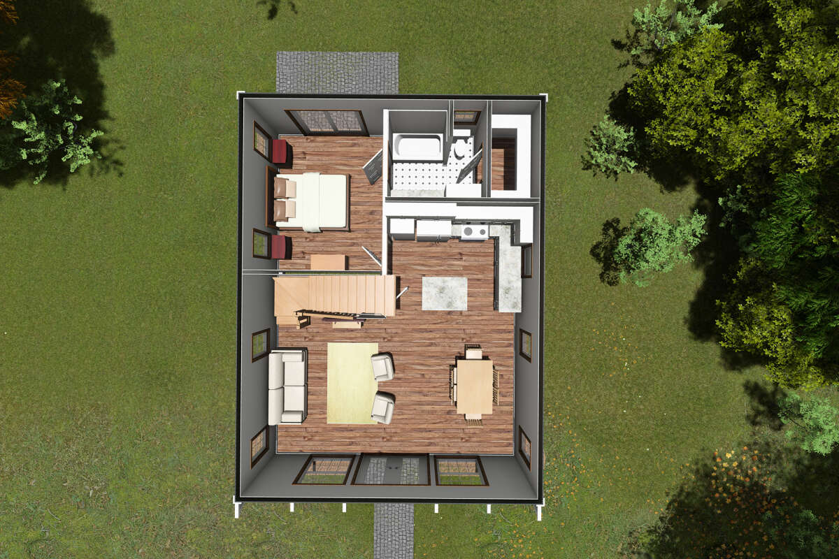 Overhead First Floor for House Plan #4848-00381