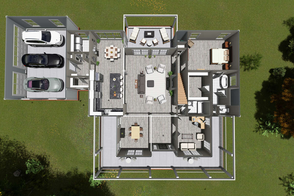 Overhead First Floor for House Plan #4848-00383