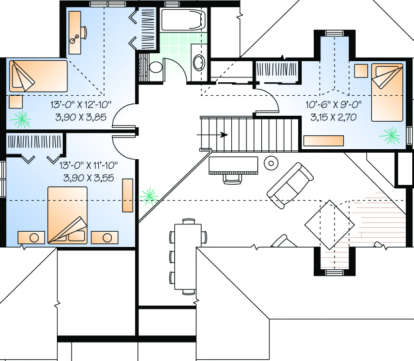 Second Floor for House Plan #034-00031