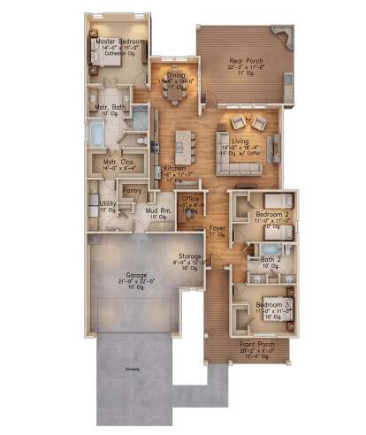 Overhead Main Floor for House Plan #7516-00073