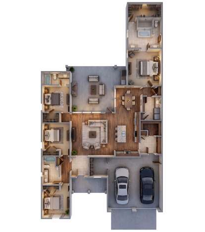 Overhead Main Floor for House Plan #7516-00074