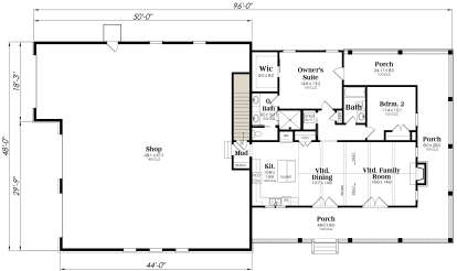 Main Floor w/ Basement Stair Location for House Plan #009-00346