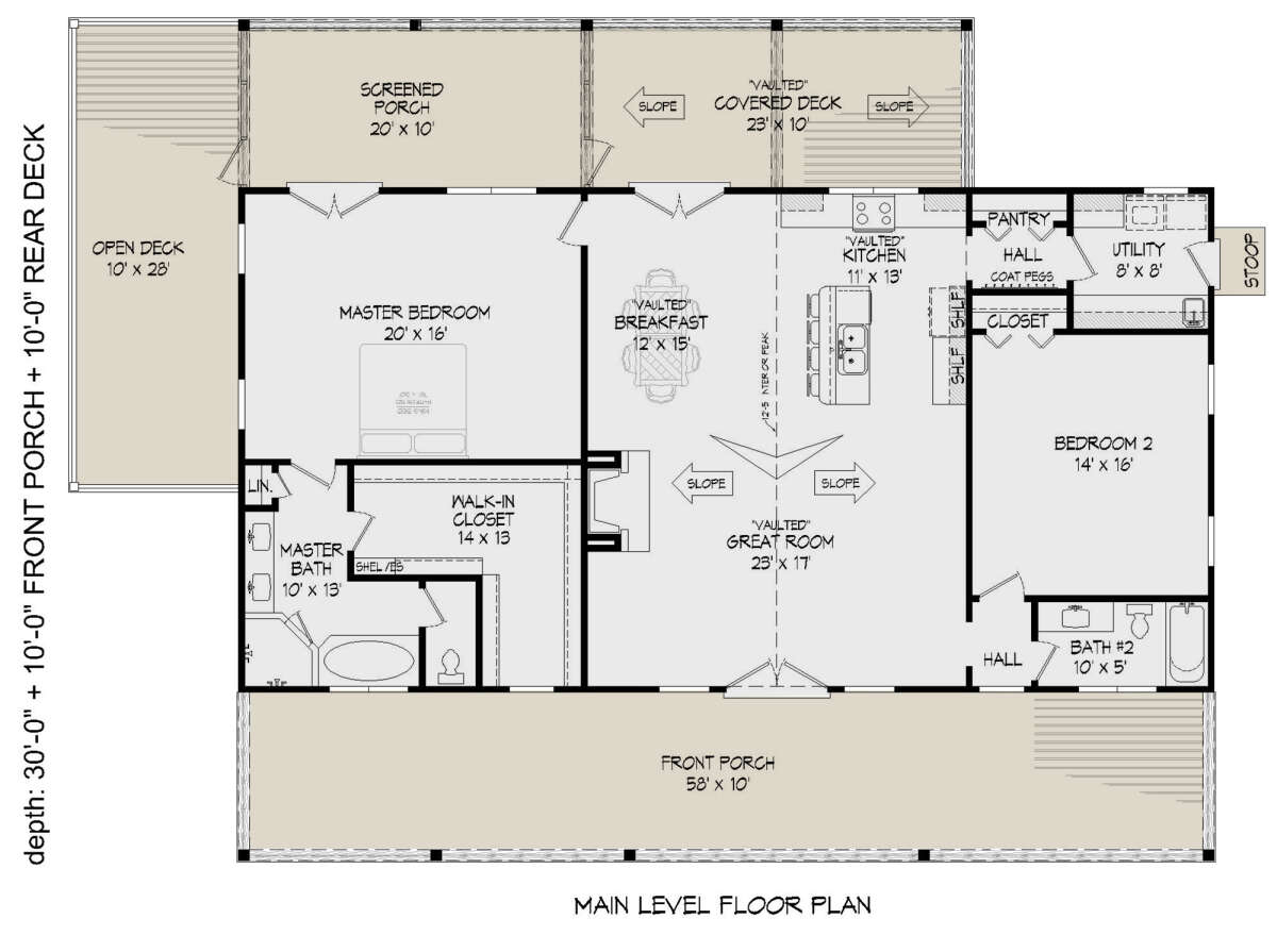 Country Plan: 1,740 Square Feet, 2 Bedrooms, 2 Bathrooms - 940-00767