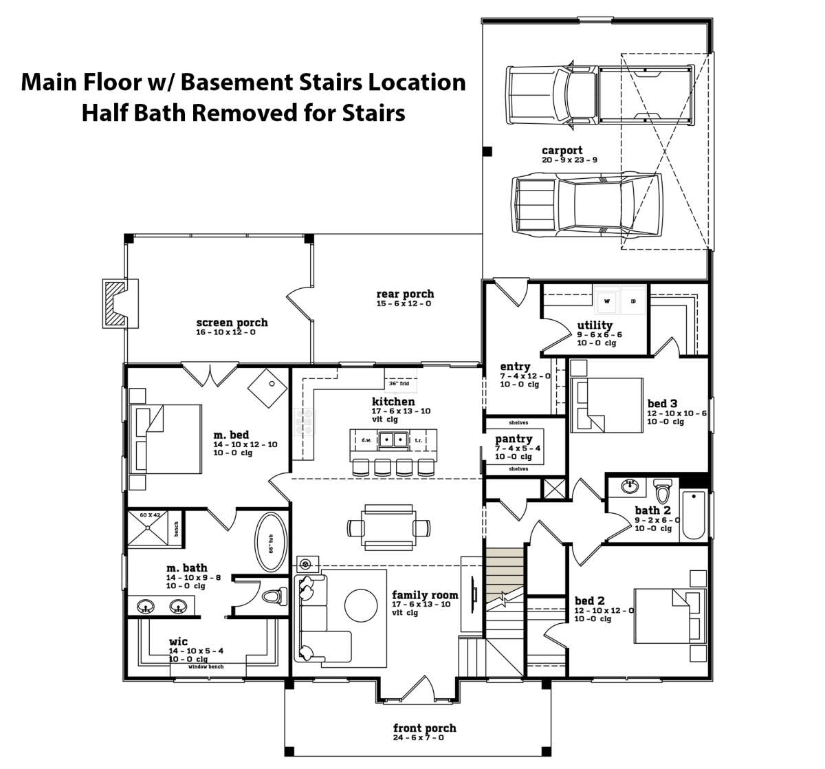 Main Floor w/ Basement Stair Location for House Plan #7174-00011