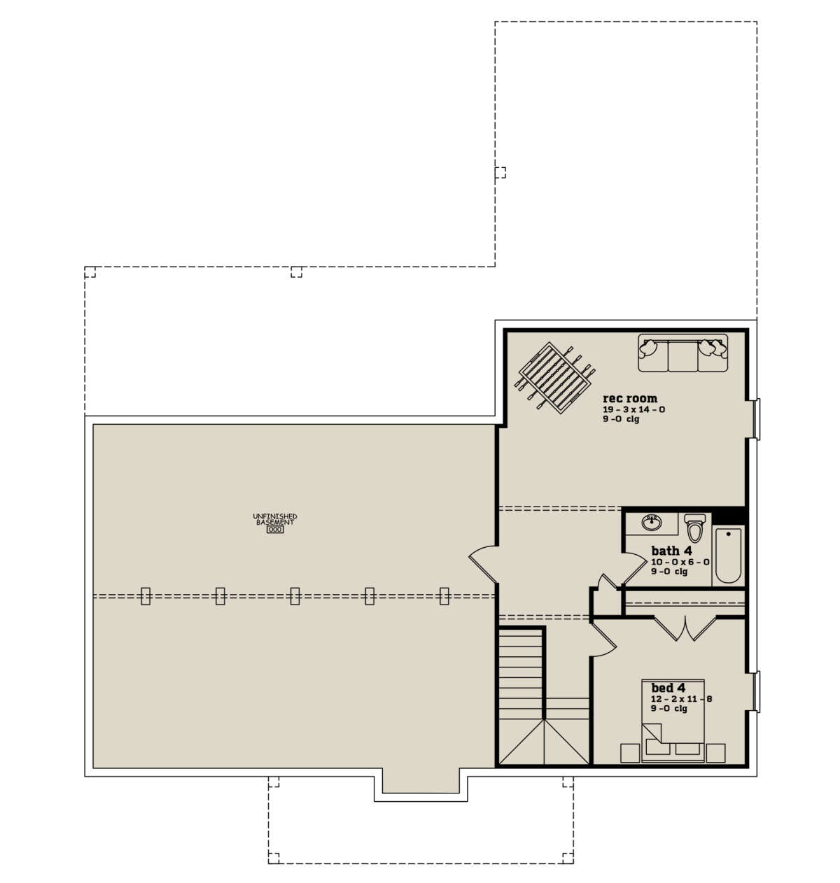 Basement for House Plan #7174-00011