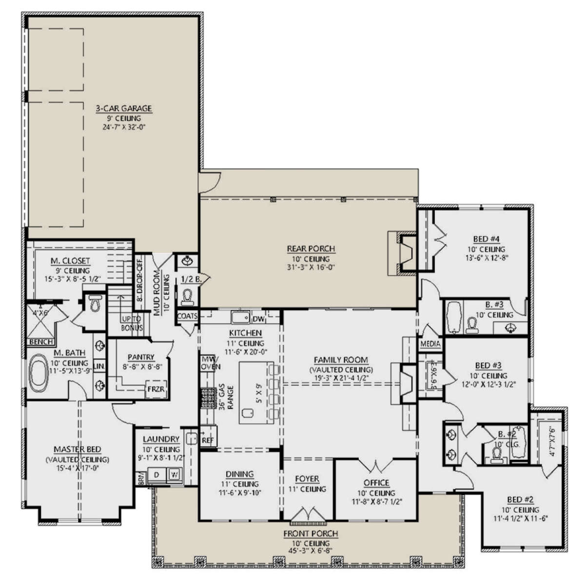 Modern Farmhouse Plan: 2,841 Square Feet, 4 Bedrooms, 3.5 Bathrooms ...