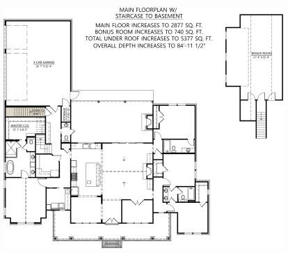 Main Floor w/ Basement Stairs Location for House Plan #4534-00098