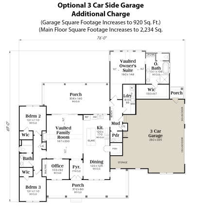 Main Floor w/ 3-Car Garage Option for House Plan #009-00348