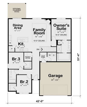 Contemporary Plan: 1,603 Square Feet, 3 Bedrooms, 2 Bathrooms - 402-01798