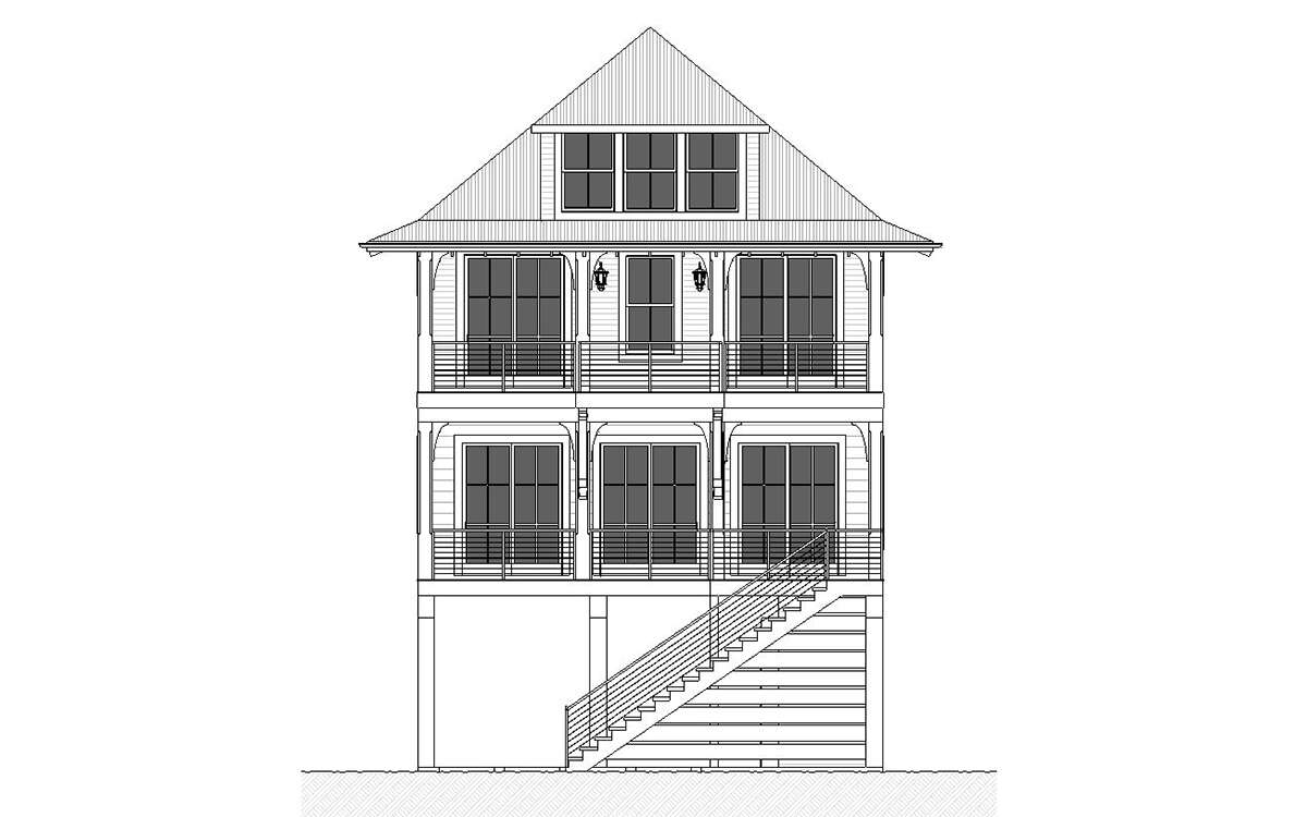 Coastal House Plan #1637-00172 Elevation Photo
