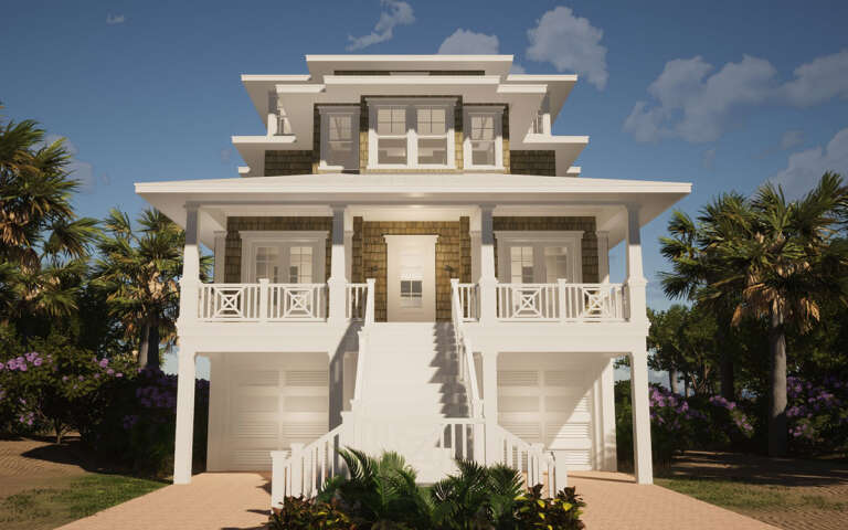 Coastal House Plan #028-00189 Elevation Photo