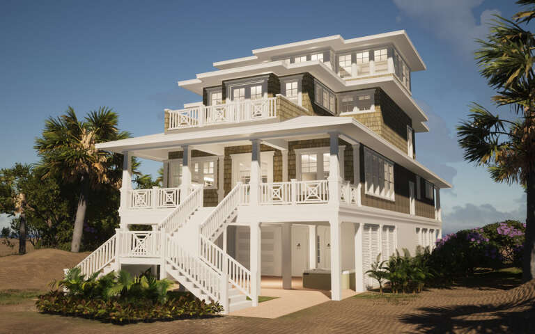 Coastal House Plan #028-00189 Elevation Photo