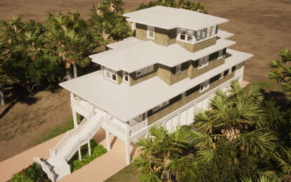 Coastal House Plan #028-00189 Elevation Photo