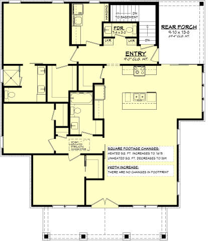 Main Floor w/ Basement Stairs Location for House Plan #041-00326