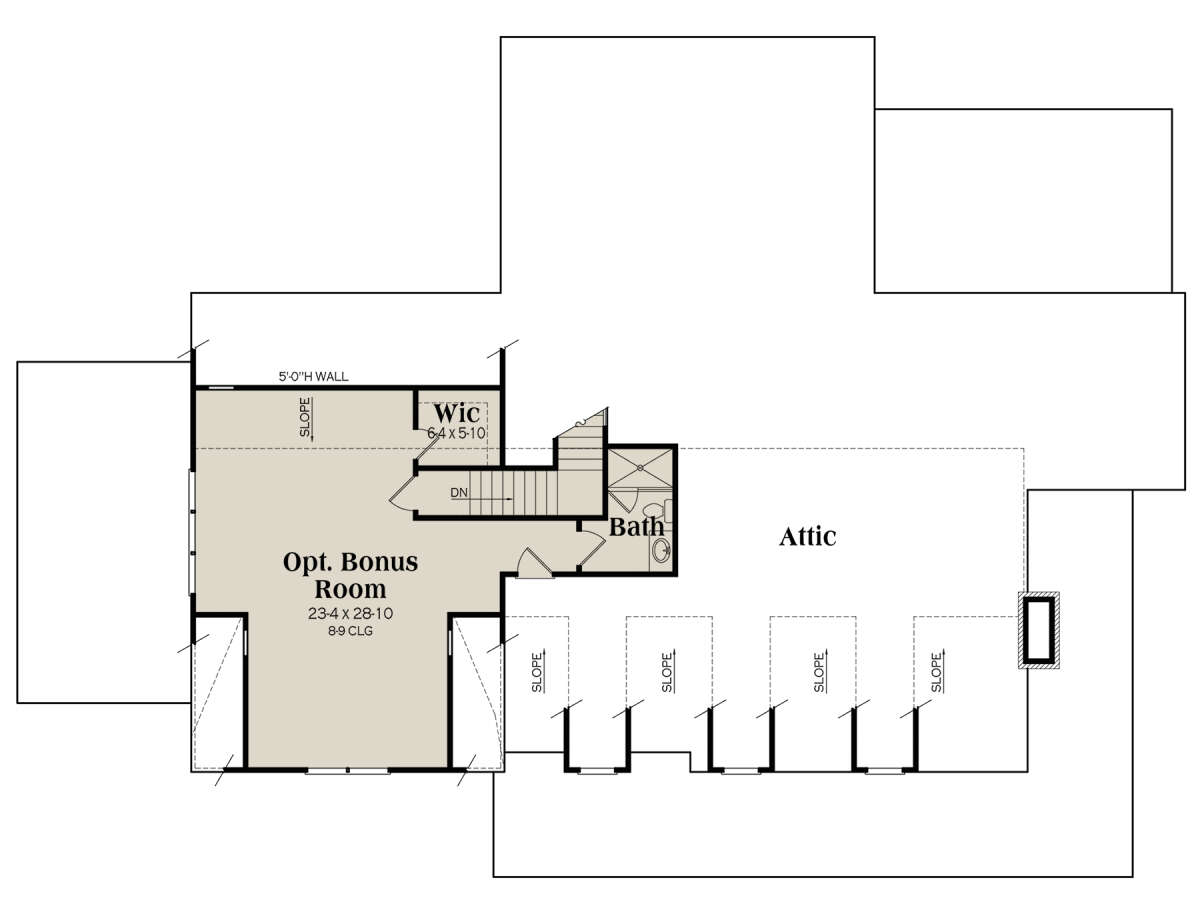 Optional Bonus Room for House Plan #009-00354
