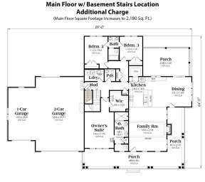 Main Floor w/ Basement Stair Location for House Plan #009-00354