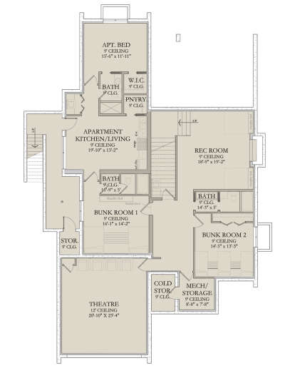 In Ground Basement for House Plan #6422-00097