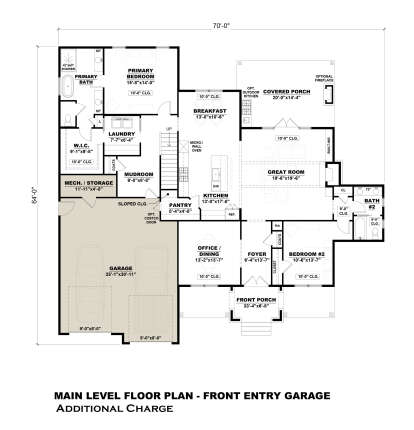 Main Floor w/ Optional 2 Car Front Garage for House Plan #7568-00003