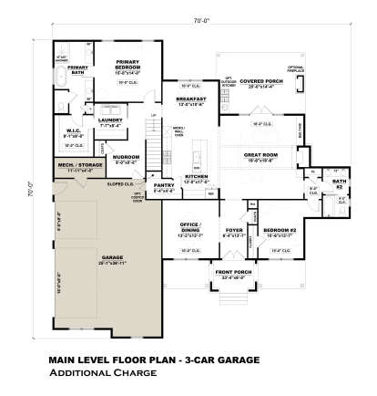 Main Floor w/ Optional 3 Car Garage for House Plan #7568-00003