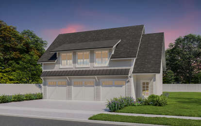 House Plan House Plan #29220 Angled Front Elevation at Dusk