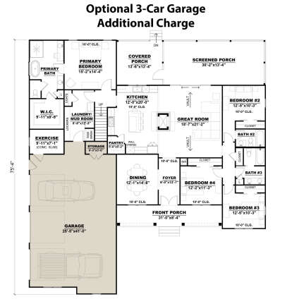 Main Floor w/ 3-Car Garage Option for House Plan #7568-00007