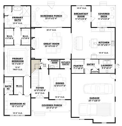 Main Floor w/ Basement Stairs Location for House Plan #7568-00008