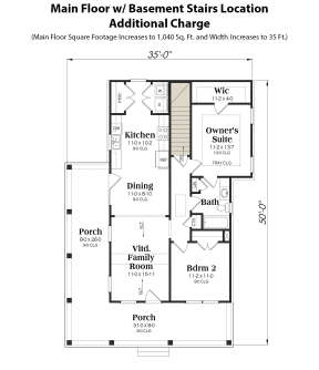 Main Floor w/ Basement Stair Location for House Plan #009-00355