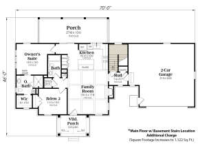 Main Floor w/ Basement Stair Location for House Plan #009-00356