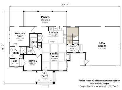 Main Floor w/ Basement Stair Location for House Plan #009-00356