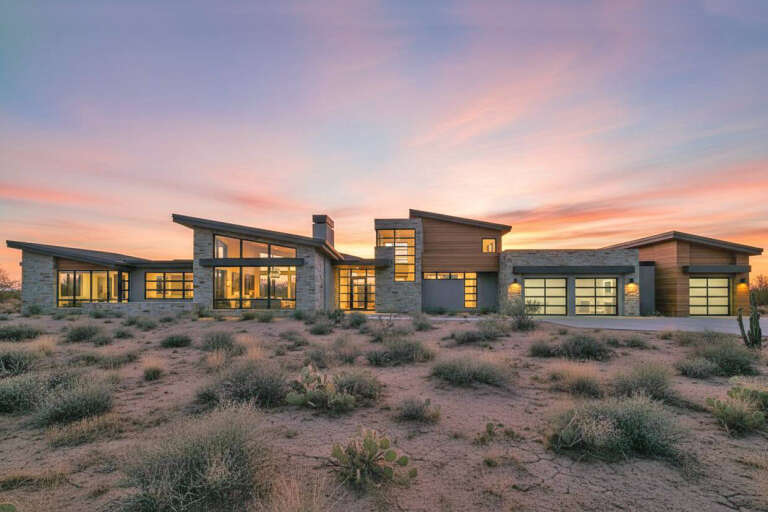House Plan House Plan #29252 Front Elevation at Dusk