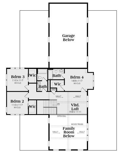 Second Floor for House Plan #009-00358