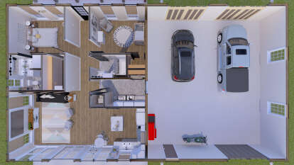 Overhead Floor Plan for House Plan #1776-00129