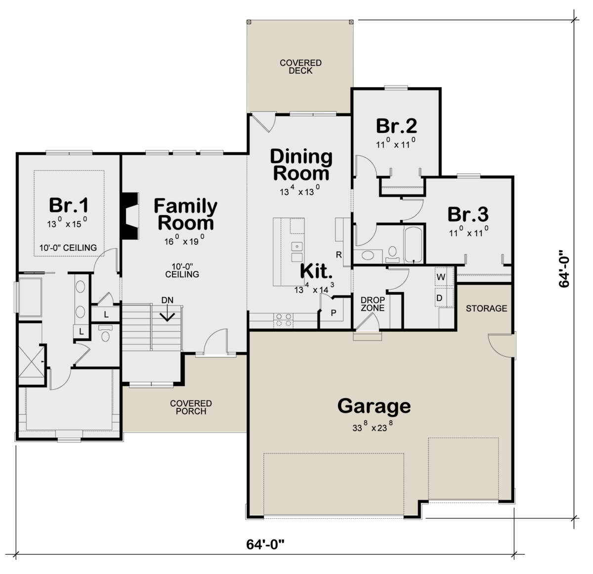 Craftsman Plan: 1,836 Square Feet, 3 Bedrooms, 2 Bathrooms - 402-01800