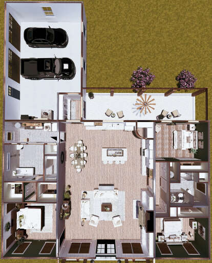 Overhead First Floor for House Plan #1776-00130