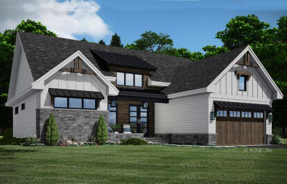 Modern Farmhouse House Plan #098-00388 Elevation Photo