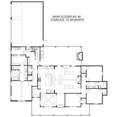 Main Floor w/ Basement Stairs Location for House Plan #4534-00101