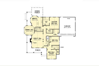 Main Floor w/ Basement Stair Location for House Plan #2865-00377