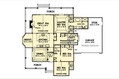Main Floor w/ Basement Stair Location for House Plan #2865-00380