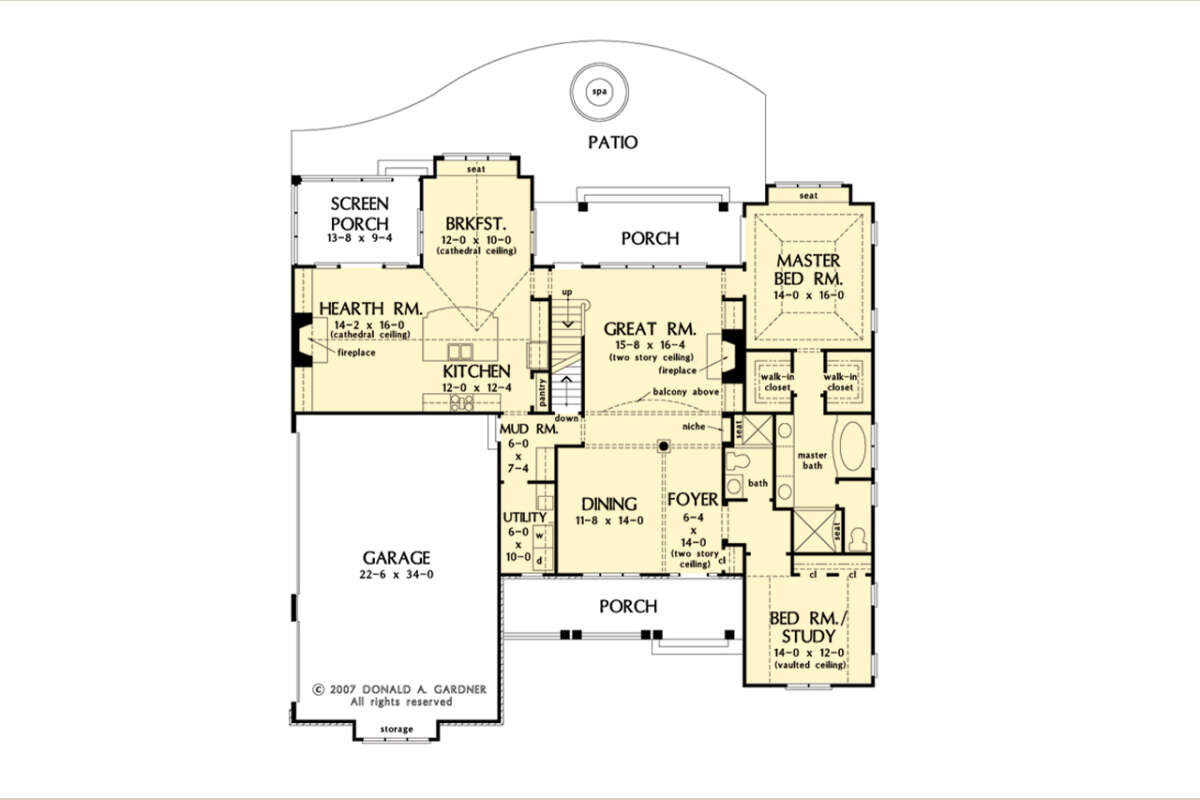 Main Floor w/ Basement Stair Location for House Plan #2865-00381