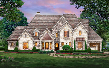 French Country House Plan #5445-00508 Elevation Photo