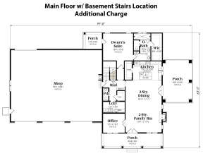 Main Floor w/ Basement Stair Location for House Plan #009-00359