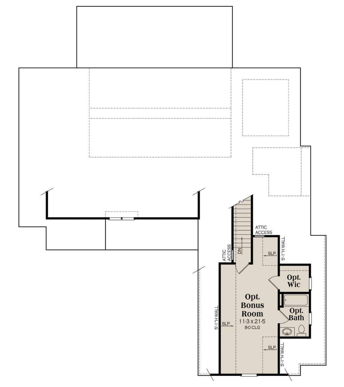 Optional Bonus Room for House Plan #009-00360