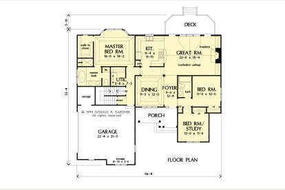 Main Floor w/ Basement Stair Location for House Plan #2865-00387