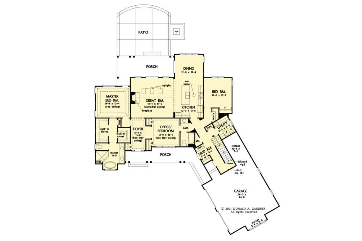 Main Floor w/ Basement Stair Location for House Plan #2865-00391