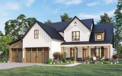 Modern Farmhouse House Plan #4195-00058 Elevation Photo
