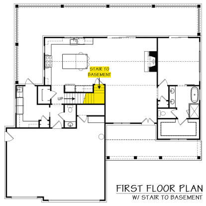 Main Floor w/ Basement Stairs Location for House Plan #4195-00058