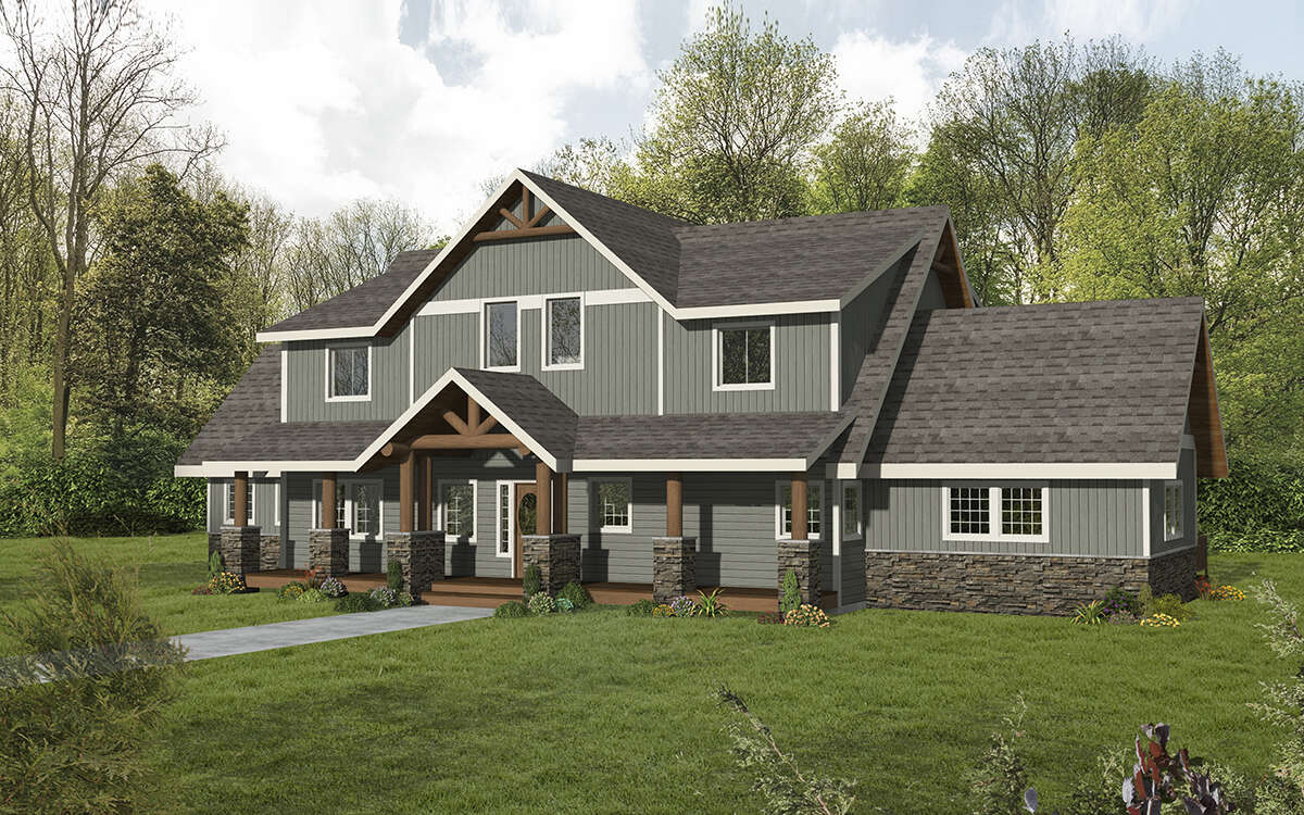 Craftsman Plan - 3,400 Square Feet, 6 Bedrooms, 5 Bathrooms | Floor Plan  #039-00740 | America's Best House Plans, image size:1200x750