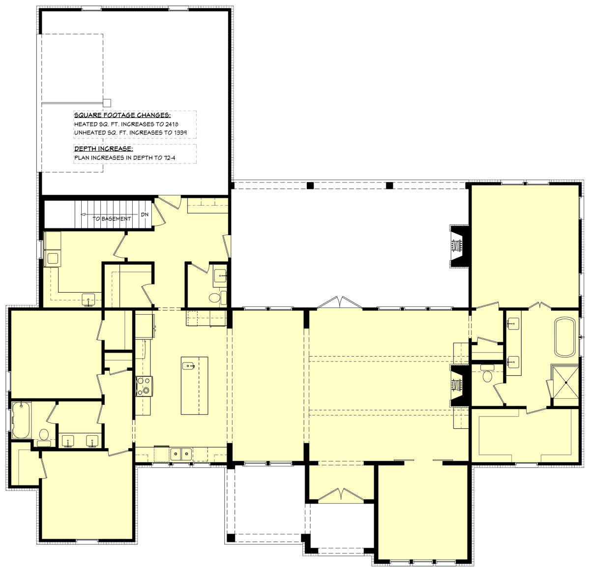 Main Floor w/ Basement Stairs Location for House Plan #041-00330