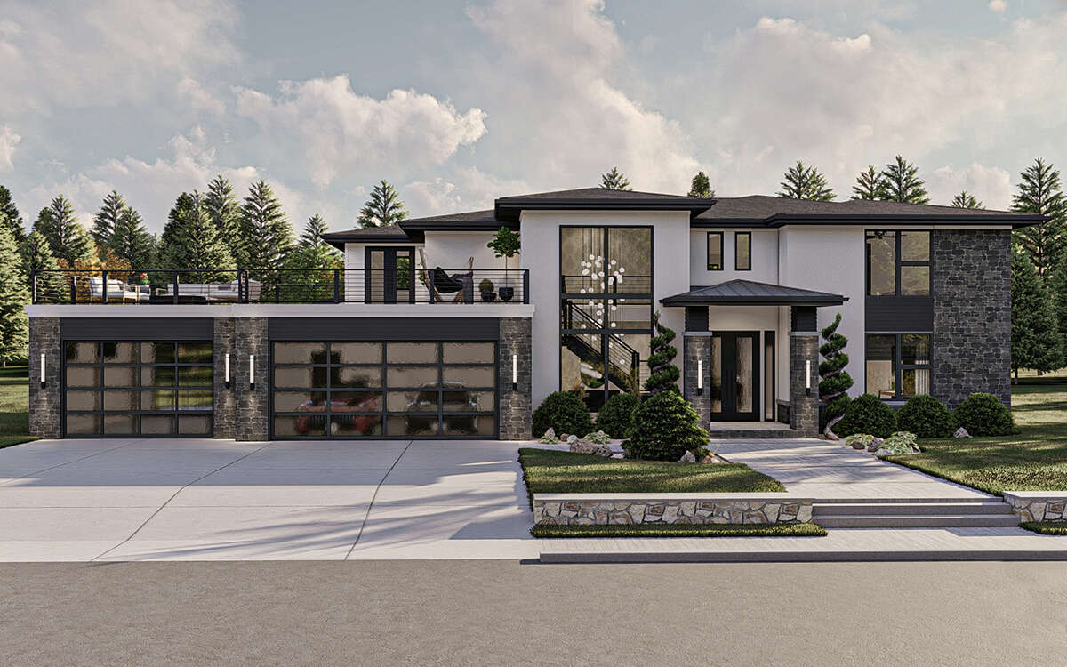 Modern Transitional Plan: 3,923 Square Feet, 4 Bedrooms, 3.5 Bathrooms ...