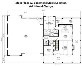 Main Floor w/ Basement Stairs Location for House Plan #009-00362